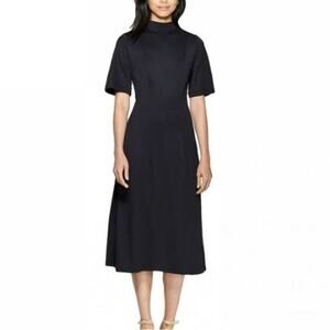 Who What Wear Women's Tie Back A Line Midi Dress Short Sleeve Black Size XS